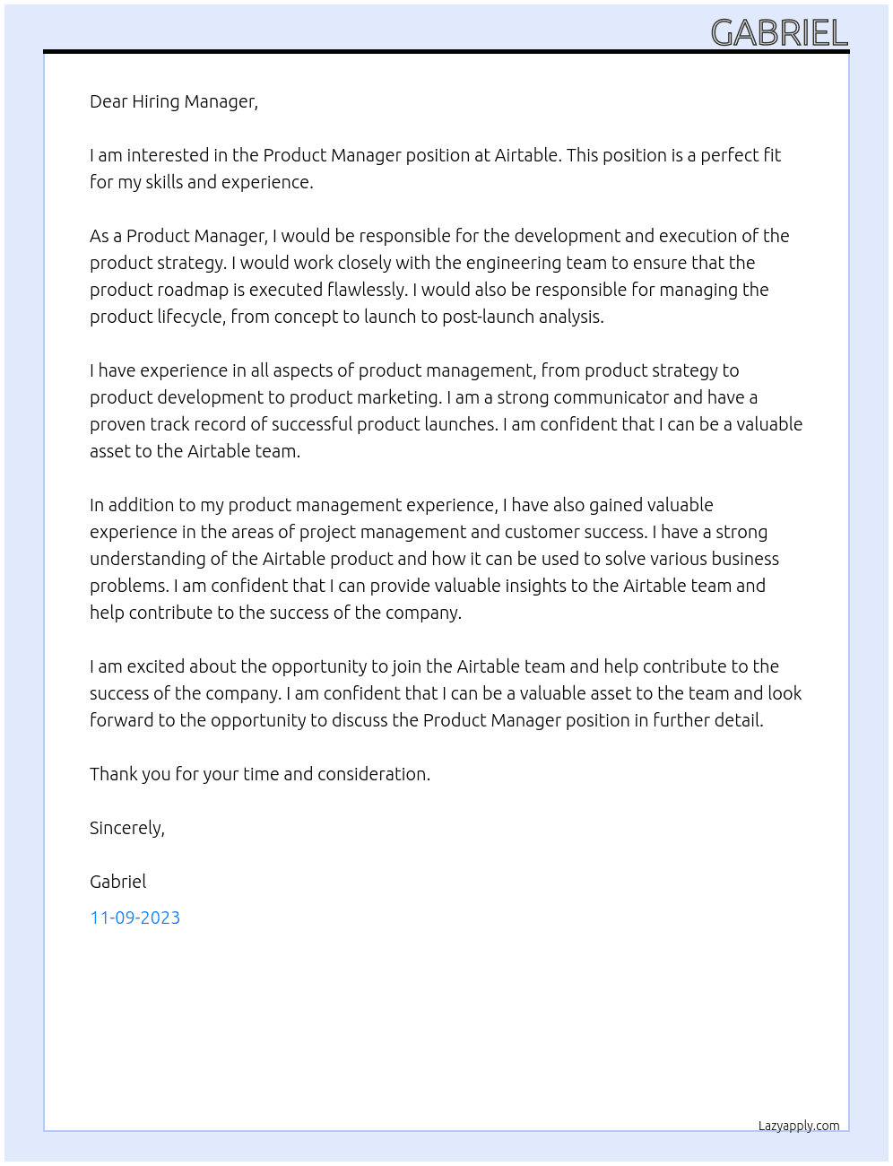 Product Manager At Airtable Cover Letter