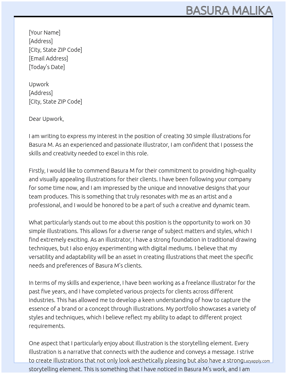 Need 30 simple illustrations At Basura M Cover Letter