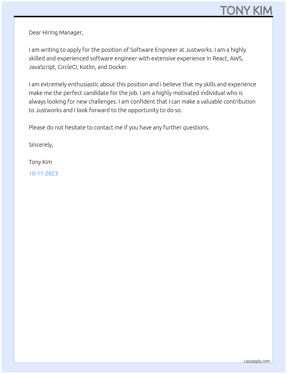 Software Engineer At Justworks Cover Letter
