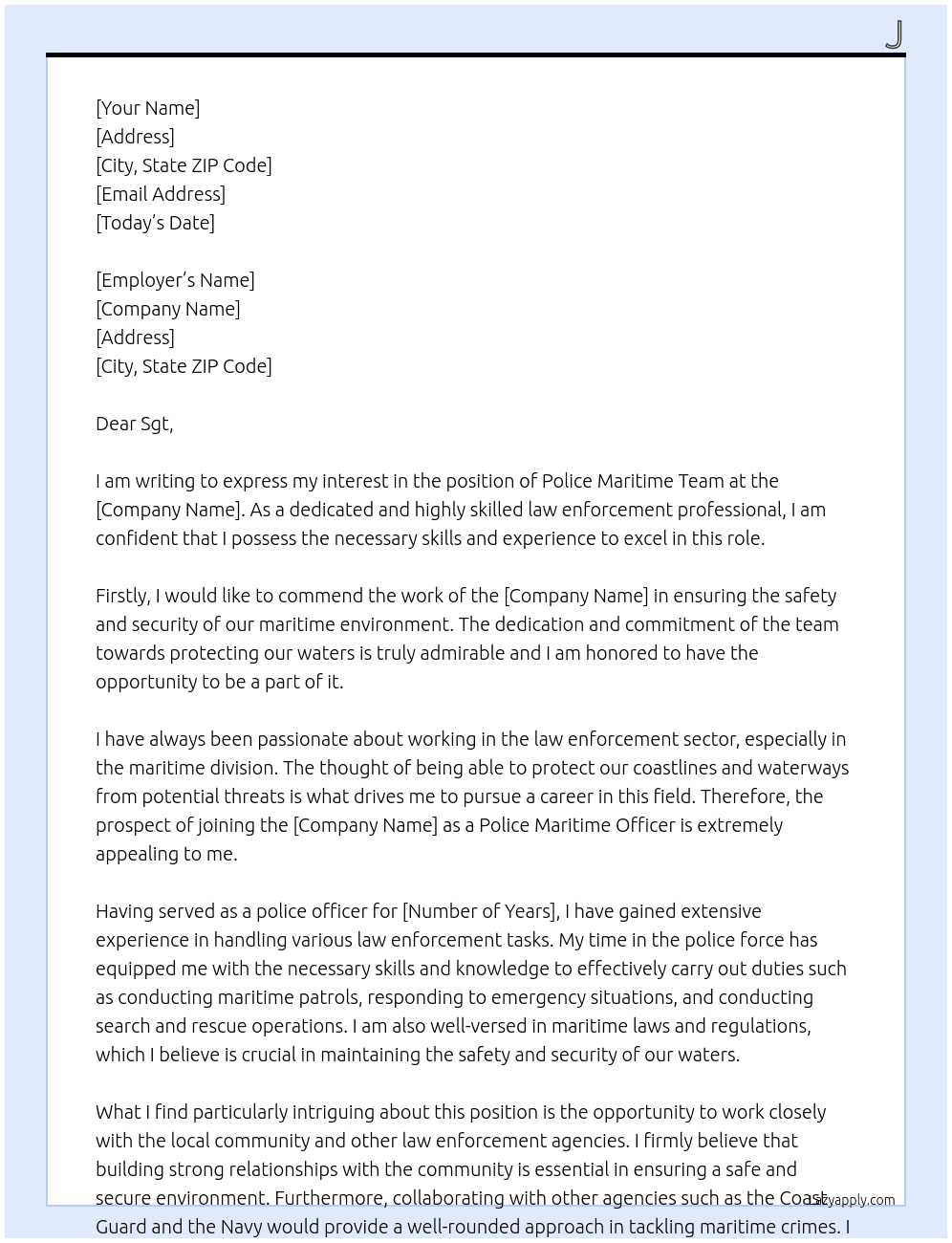 police maritime team At police maritime team Cover Letter