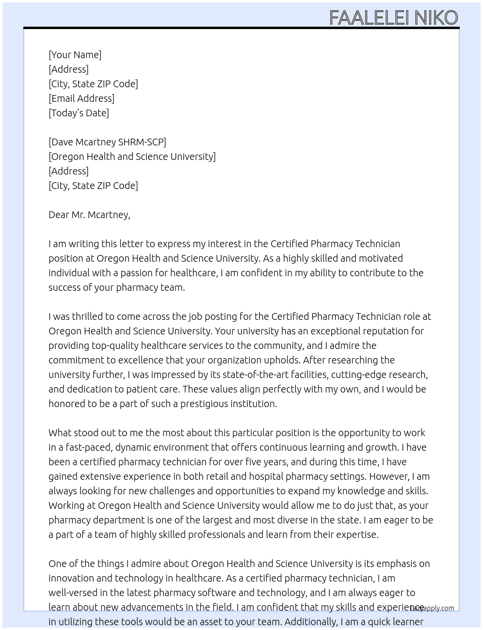 Cover letter for certified pharmacy technician - LazyApply