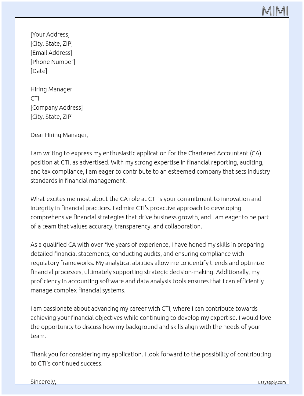 CA At cti Cover Letter