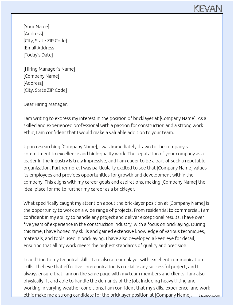 bricklayers  At hotel.jobs Cover Letter