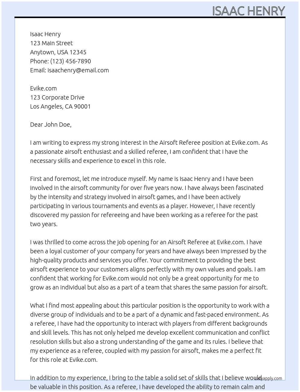 Airsoft Referee At Evike,com Cover Letter