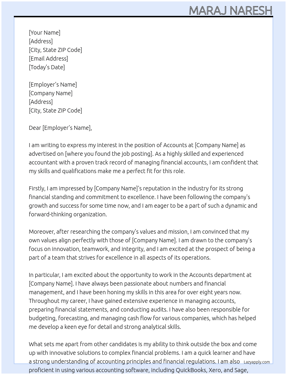 Accounts At It Cover Letter
