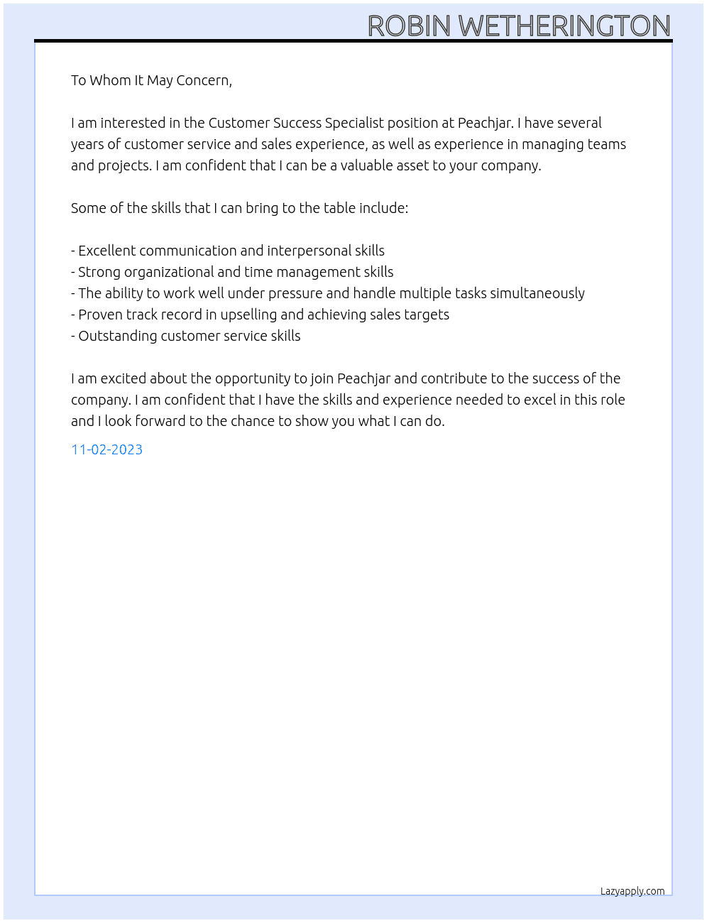 Customer Success Specialist At Peachjar Cover Letter