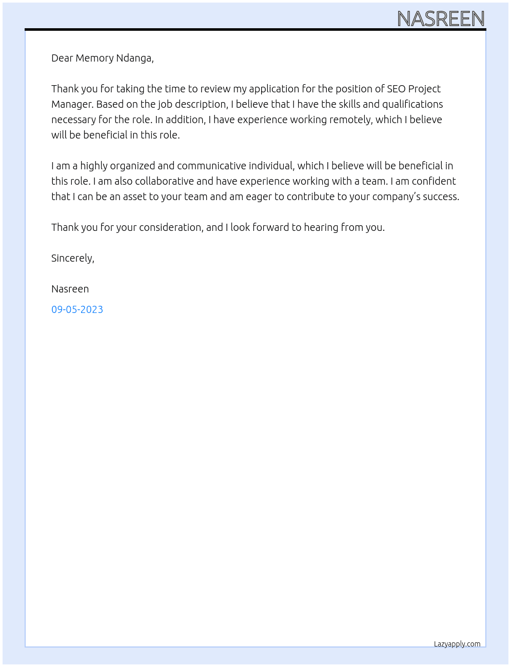 SEO Project Manager At HIM-HSA Program Assistant/College Assistant Cover Letter