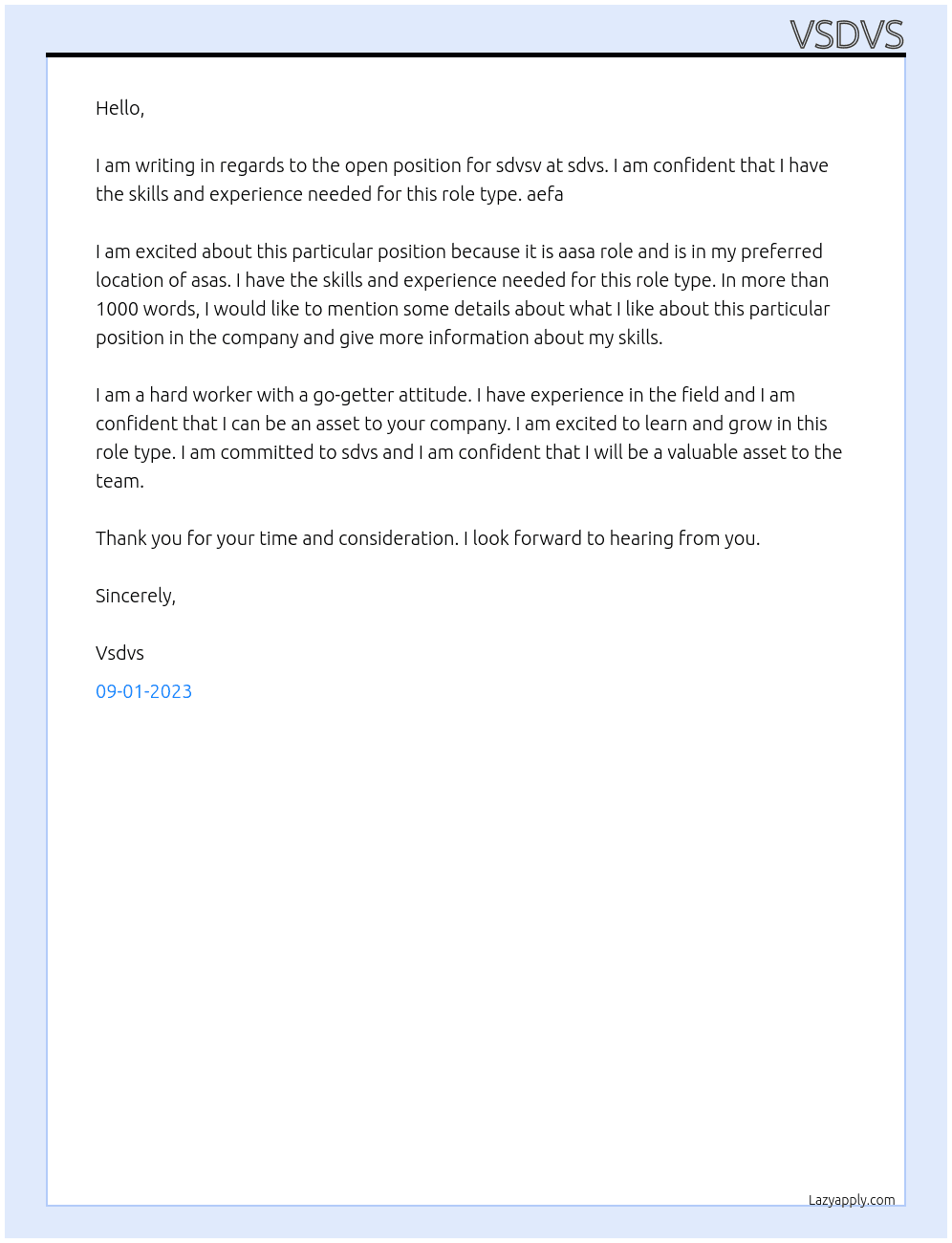 sdvsv At sdvs Cover Letter