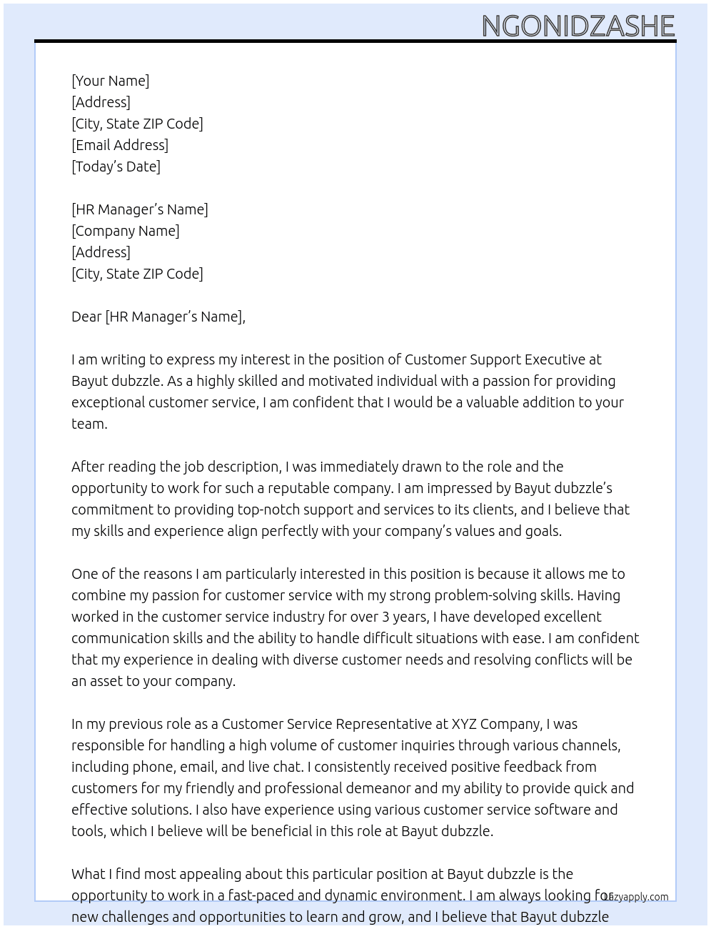 Customer Support Executive At Bayut dubzzle Cover Letter