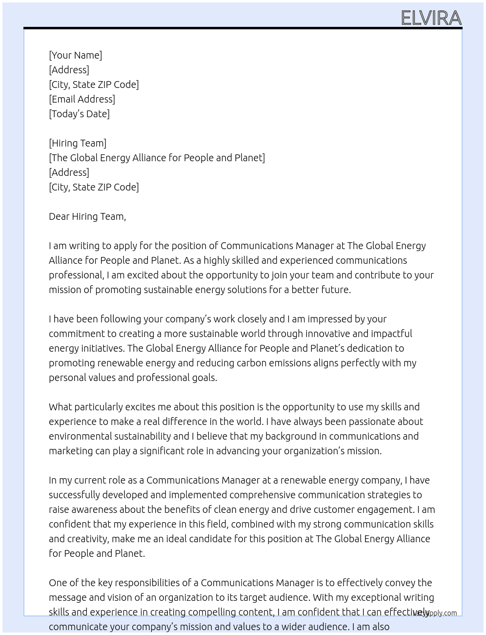 Cover letter for unications manager - LazyApply