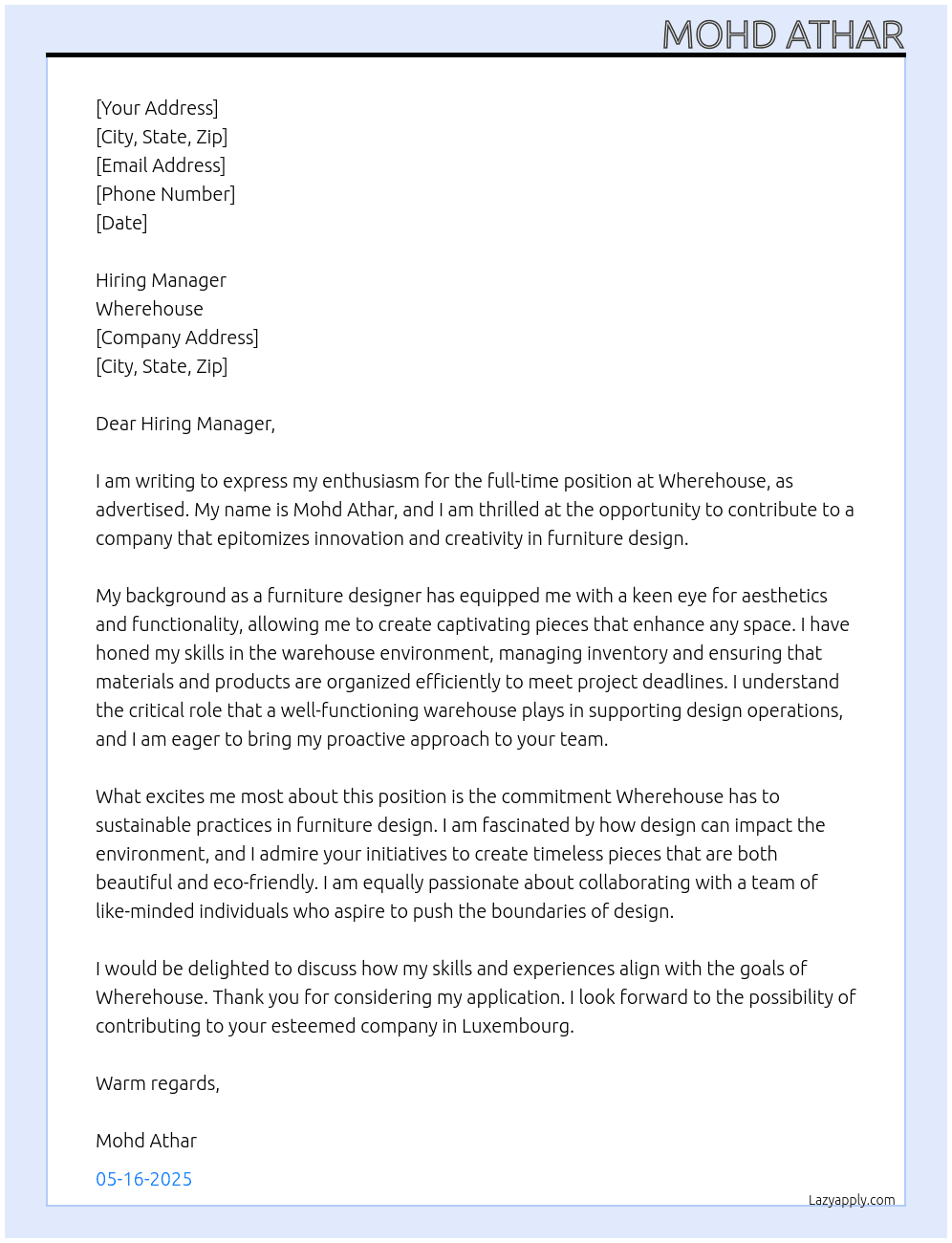 Wherehouse  At Wherehouse Cover Letter
