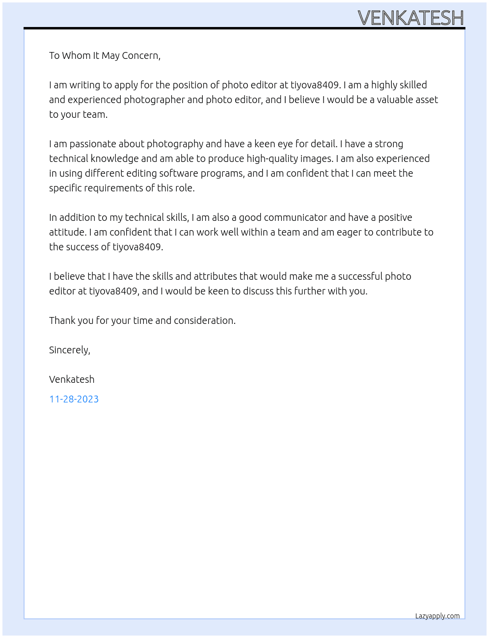 photo editor At tiyova8409 Cover Letter