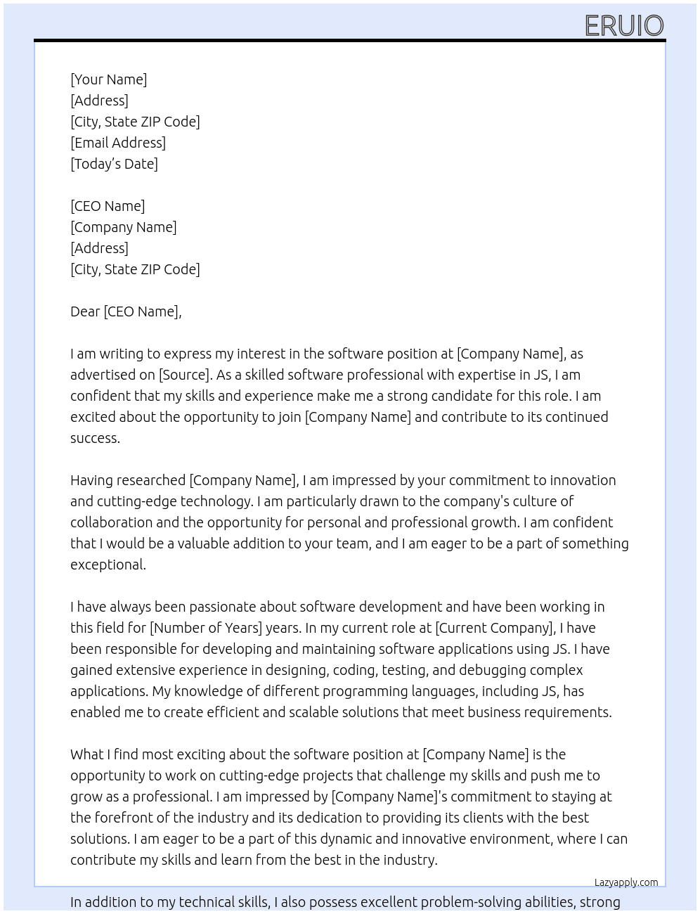 software  At rtio Cover Letter