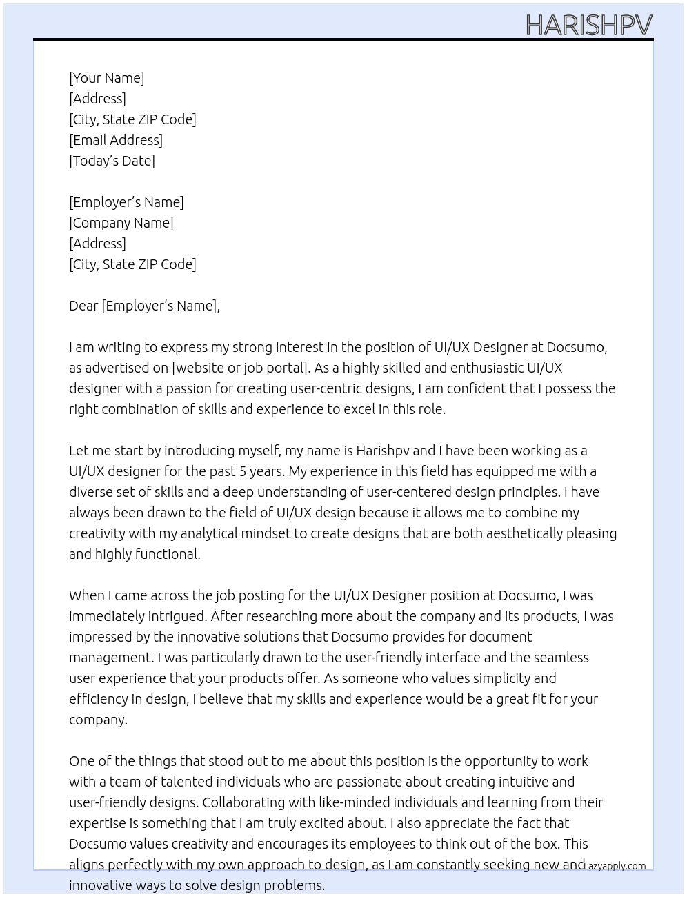 UI UX At Docsumo  Cover Letter