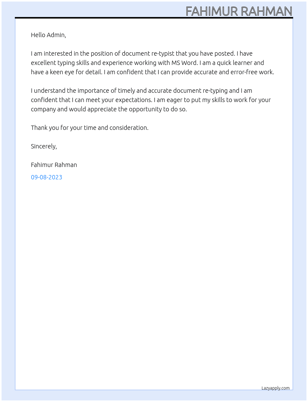 Please retype some screenshot documents into MS Word At Worldwide Cover Letter