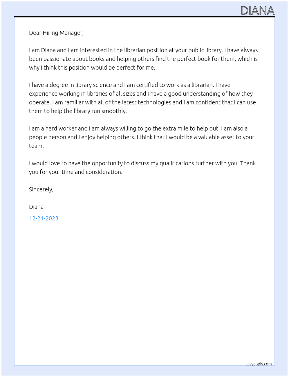 Librarian At Public librarian Cover Letter