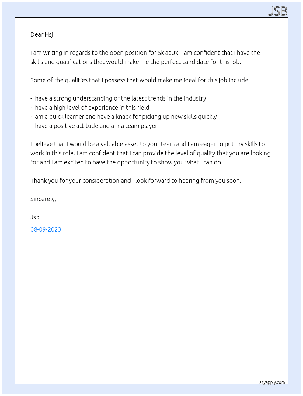 Sk At Jx Cover Letter