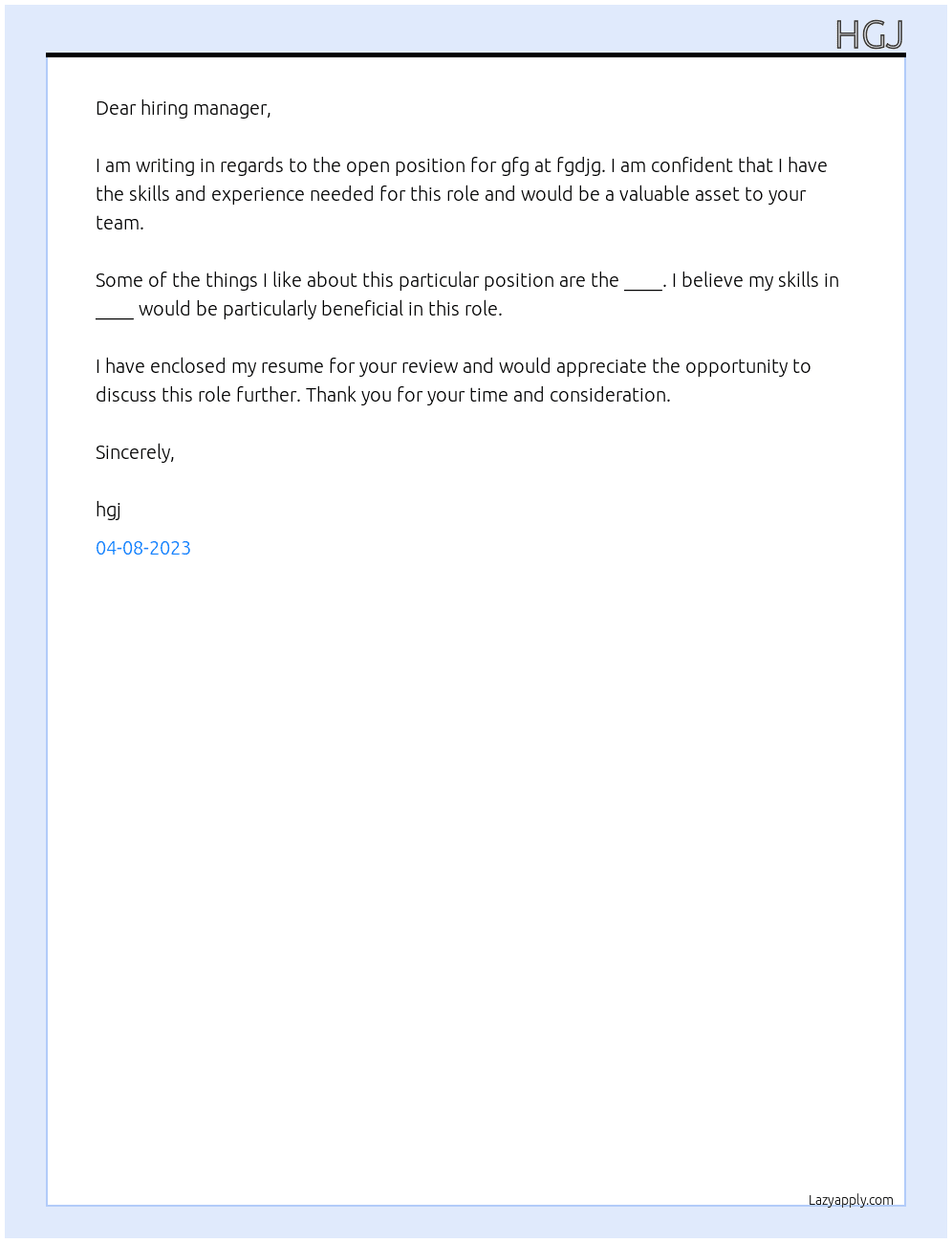 gfg At fgdjg Cover Letter