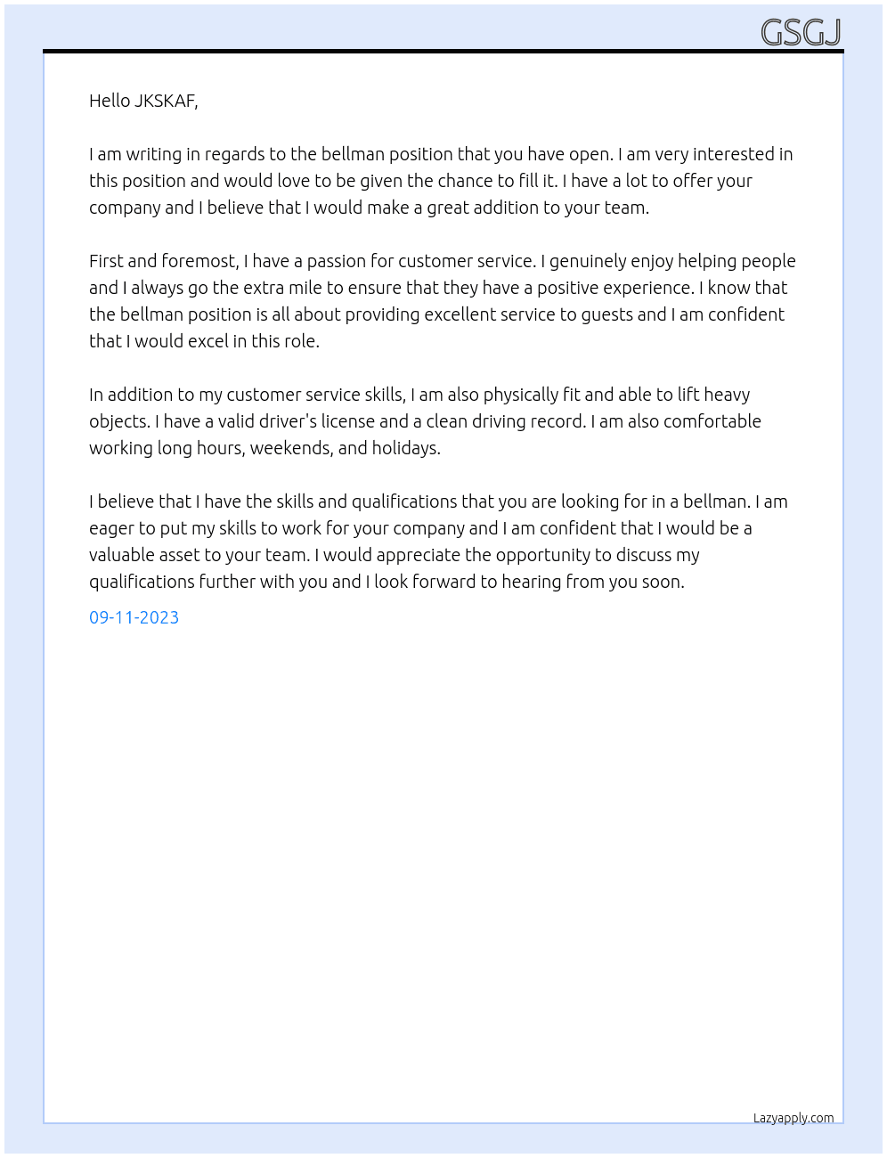 bellman At JKSKAF Cover Letter