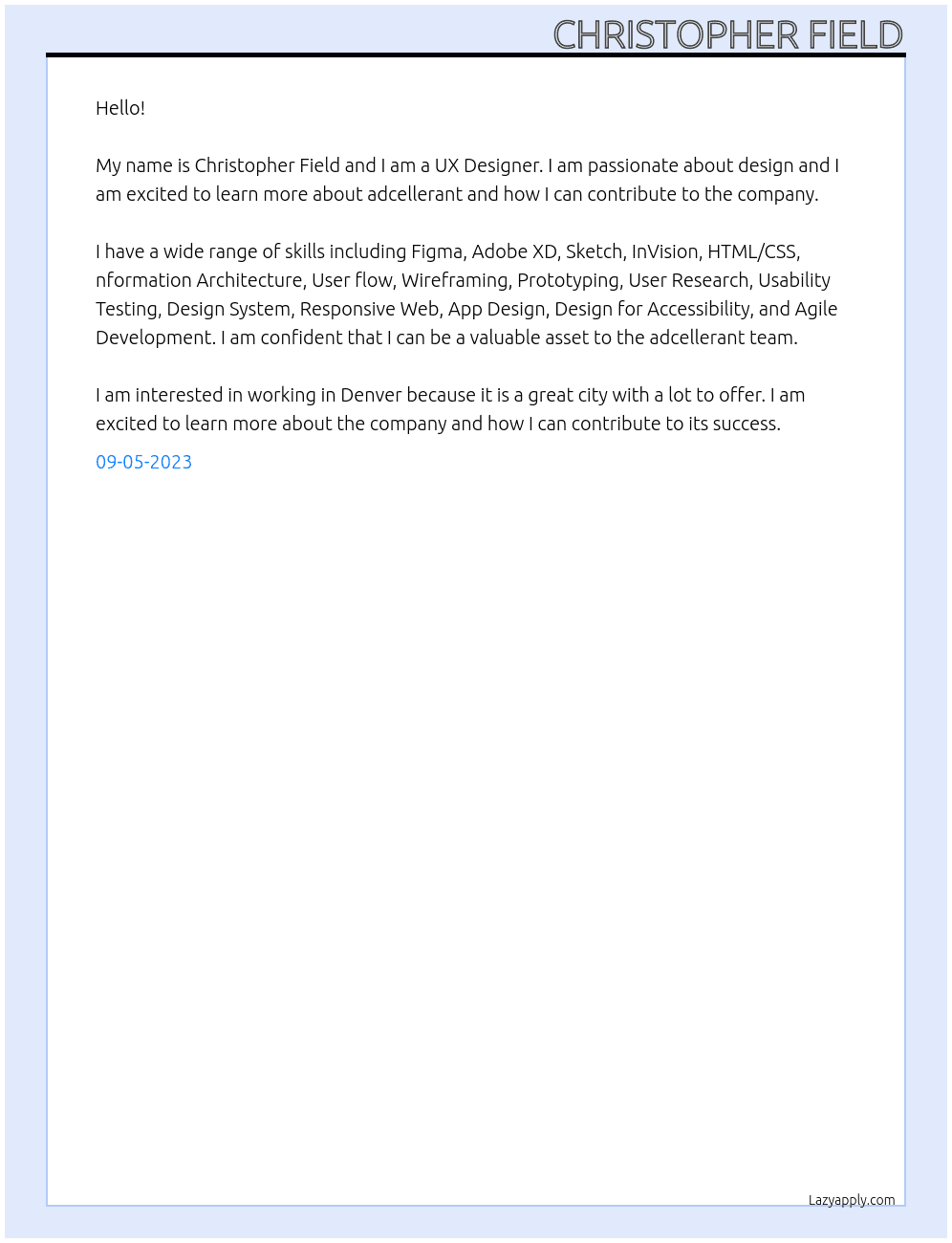 UX Designer At adcellerant Cover Letter