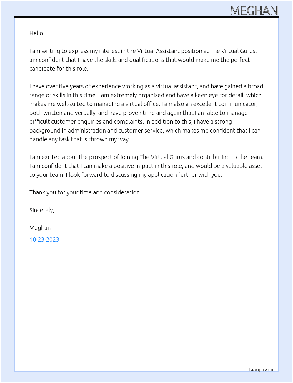 Virtual Assistant At The Virtual Gurus Cover Letter