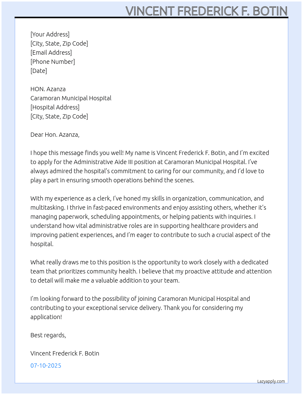 Cover letter for administrative aide iii - LazyApply