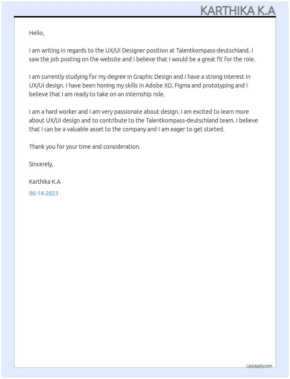 Ux ui designer At Talentkompass-deutschland Cover Letter