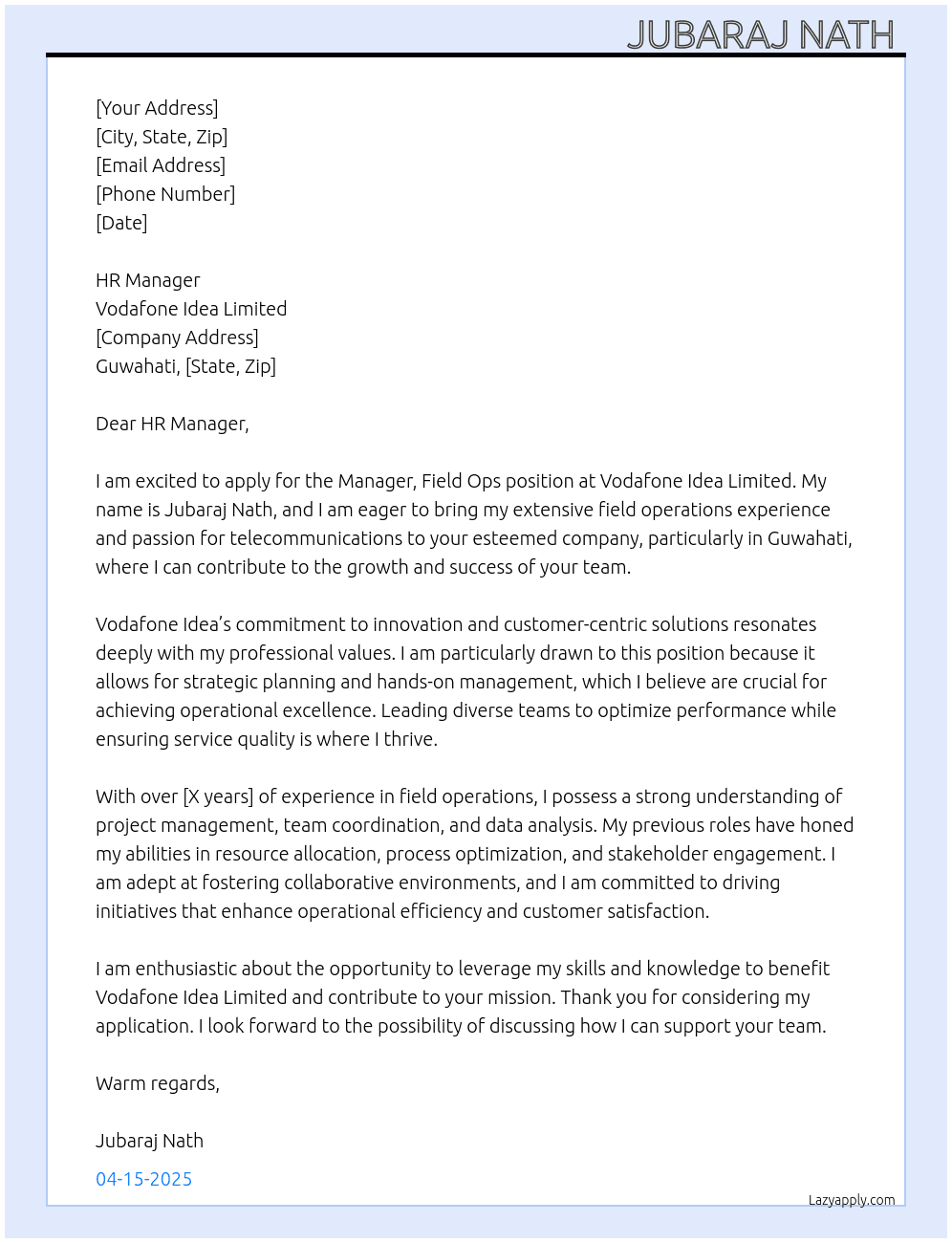 Cover letter for manager fields ops ran - LazyApply