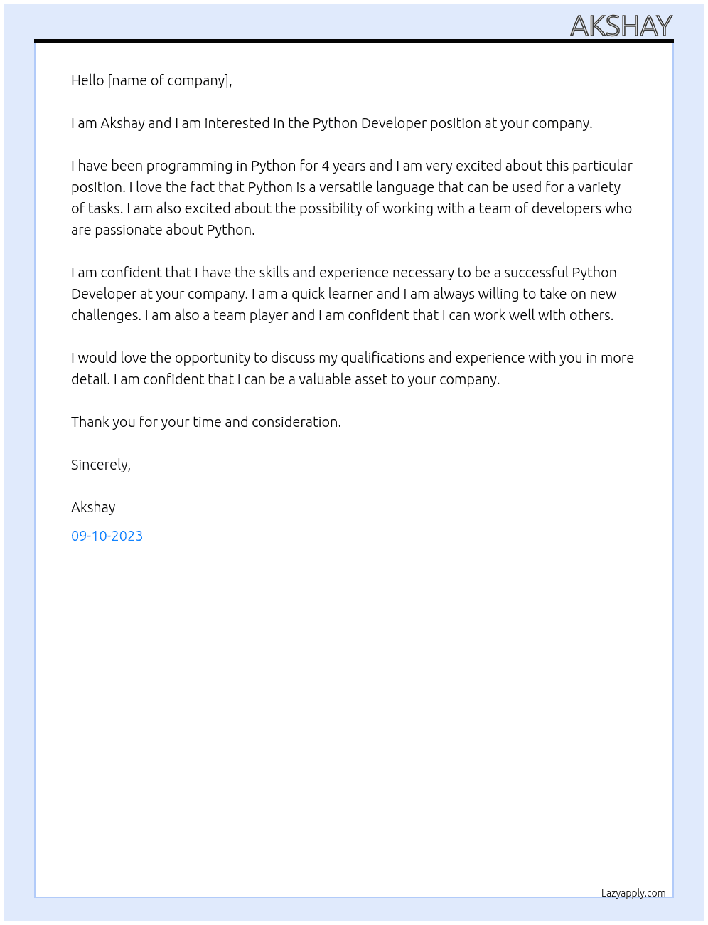 Python Developer At Client-Server Ltd Cover Letter