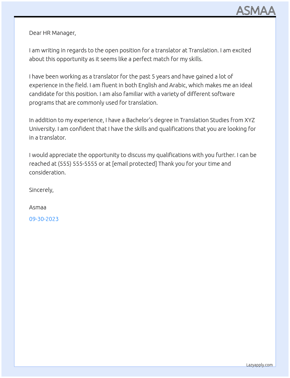 Translator At Translation Cover Letter