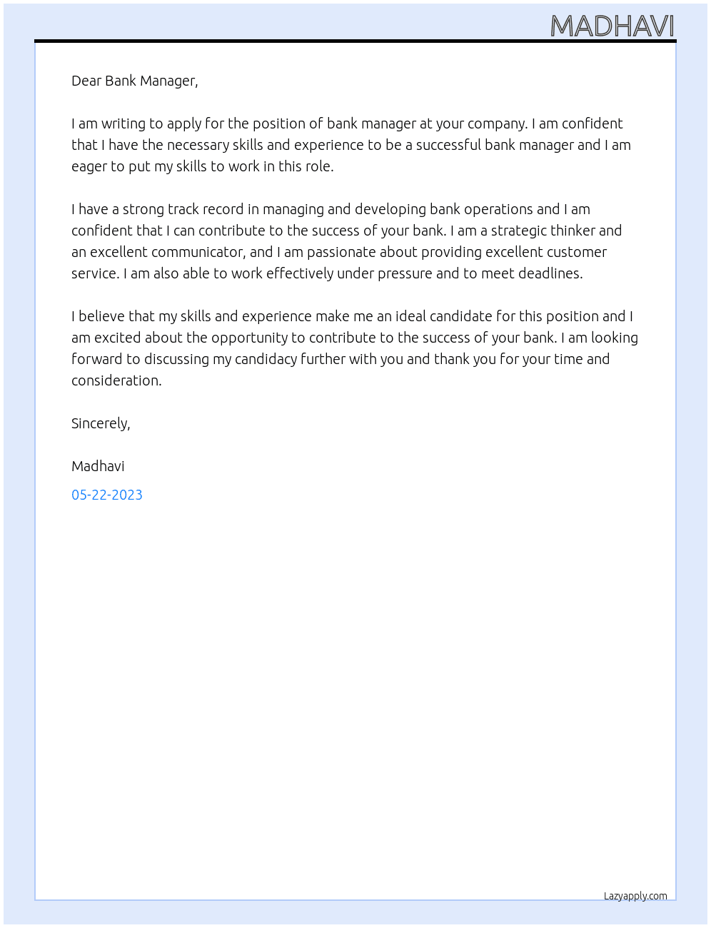 bank At bank  cancellation Cover Letter