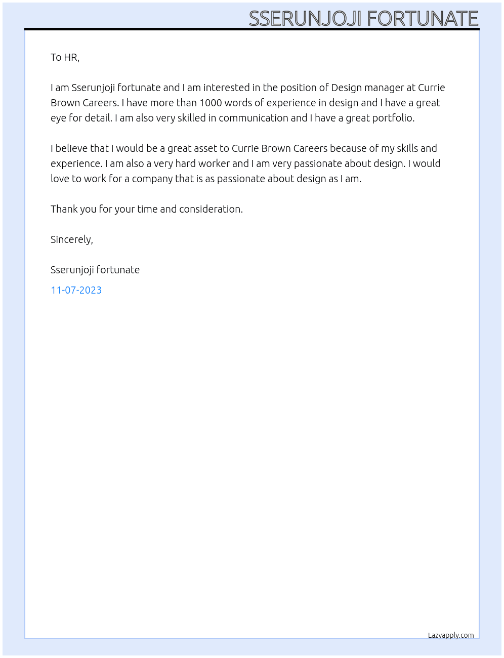 Design manager  At Currie Brown Careers Cover Letter