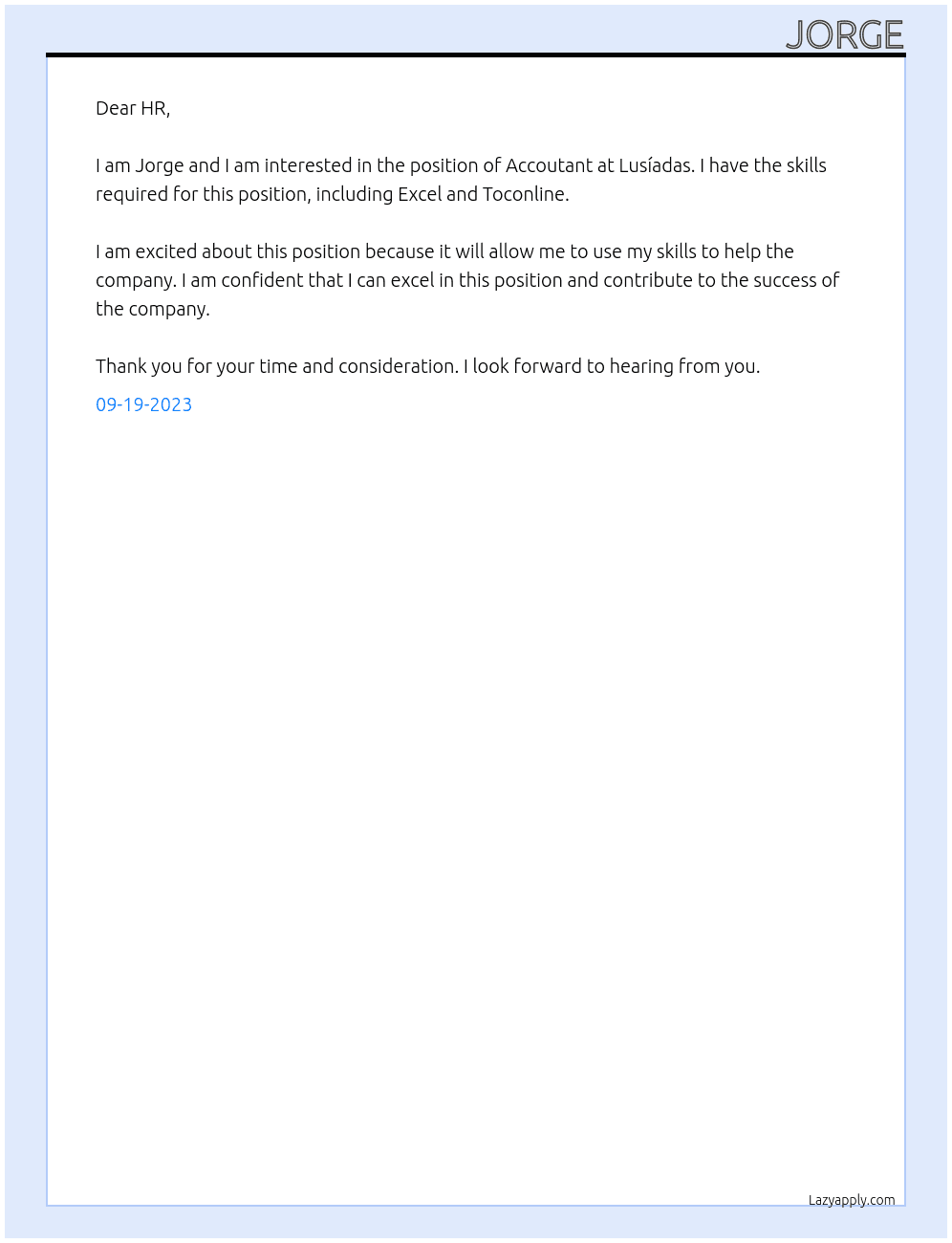 Accoutant At Lusíadas Cover Letter