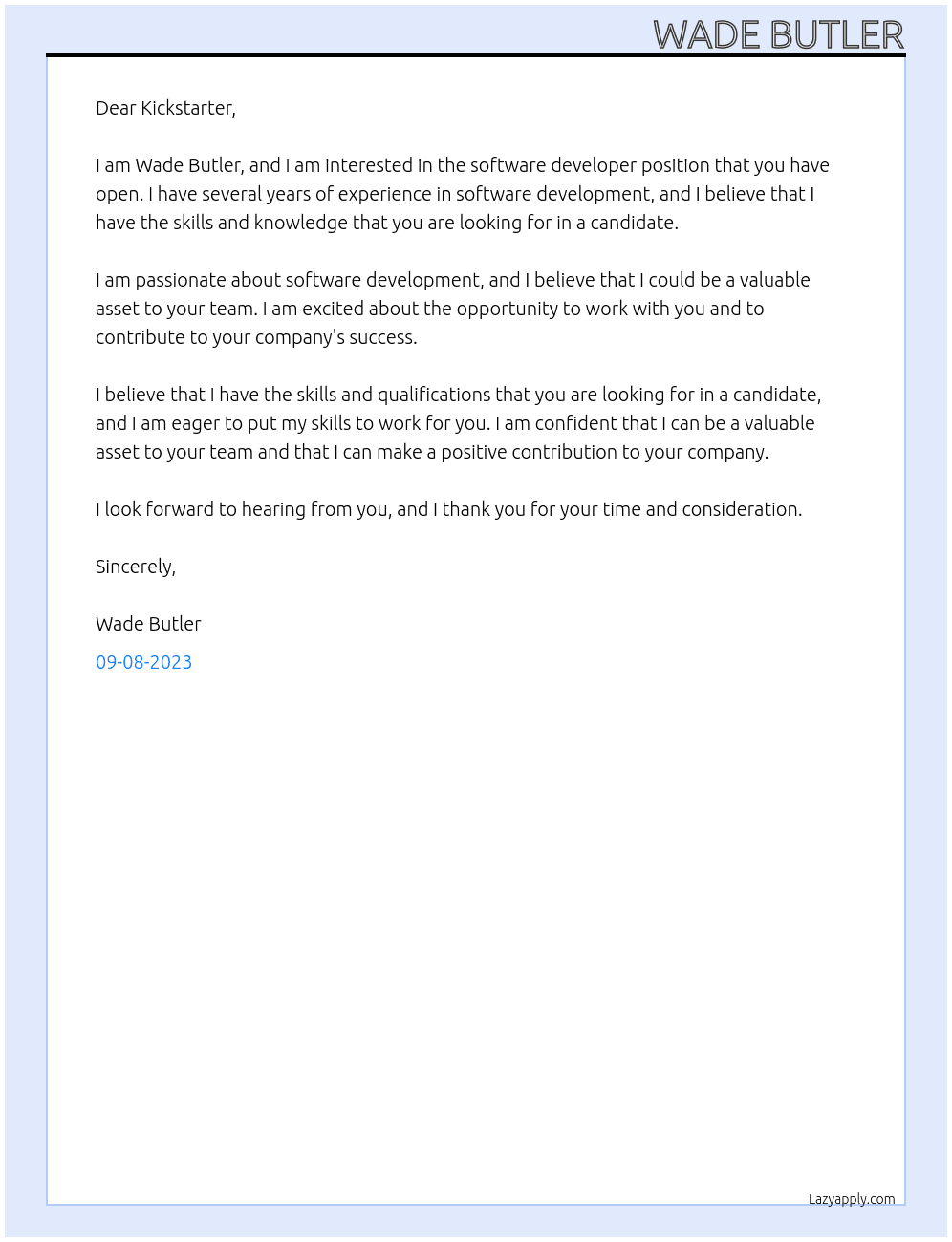 Software Developer At Kickstarter Cover Letter