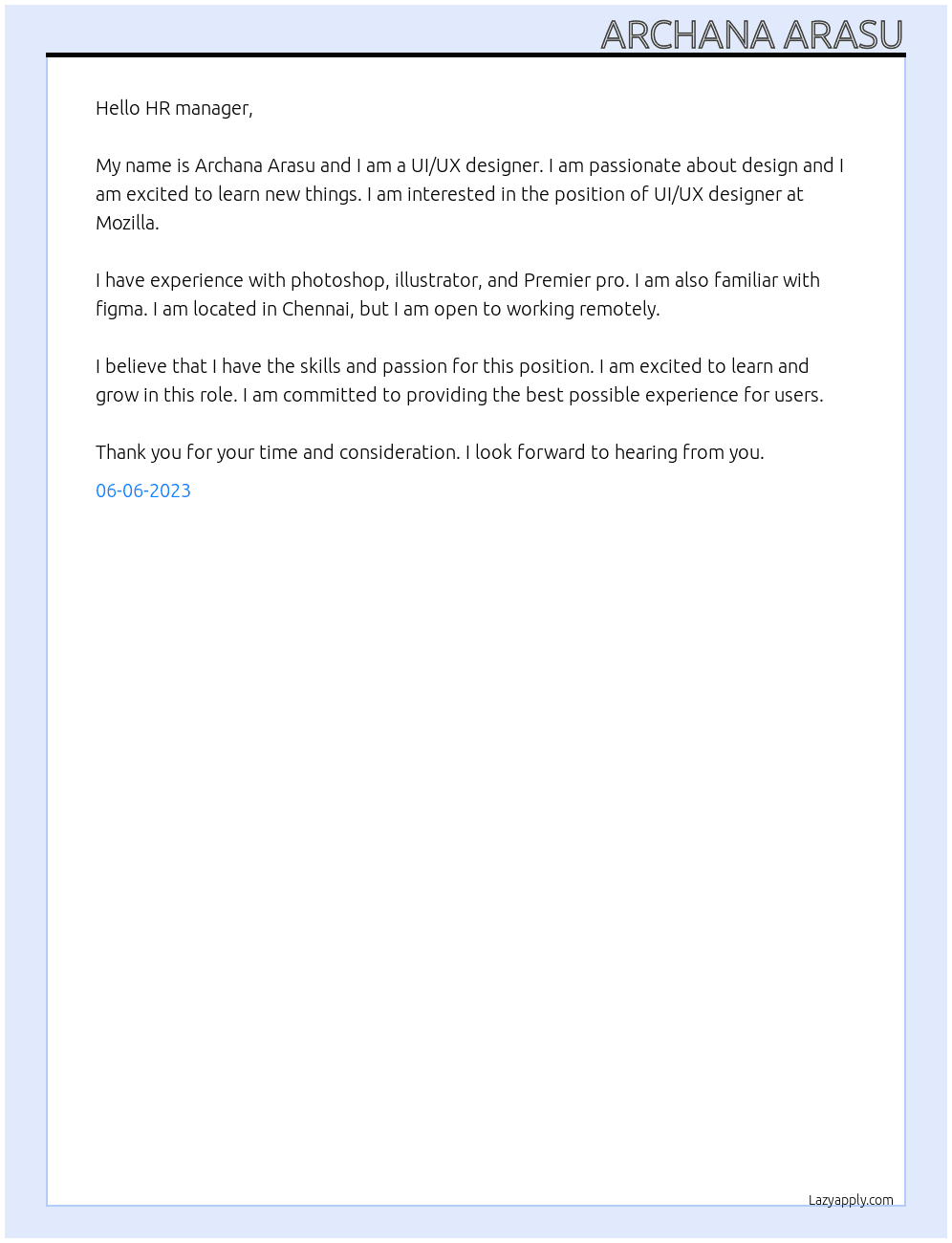 17.UI/UX Designer At Mozilla Cover Letter