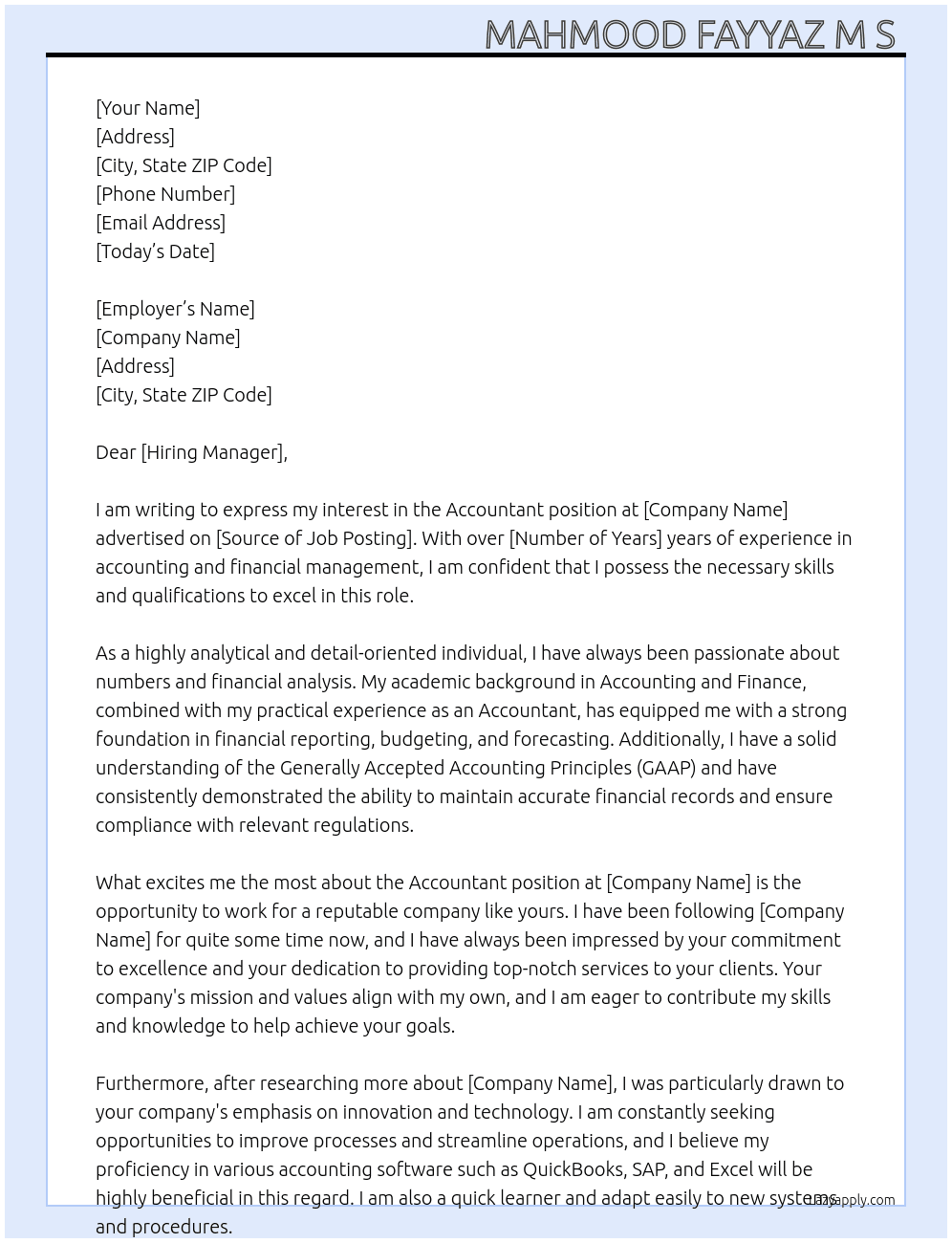Accountant At careers Cover Letter