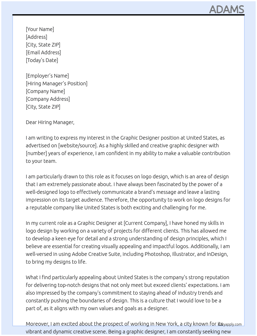 graphic designer At united states Cover Letter