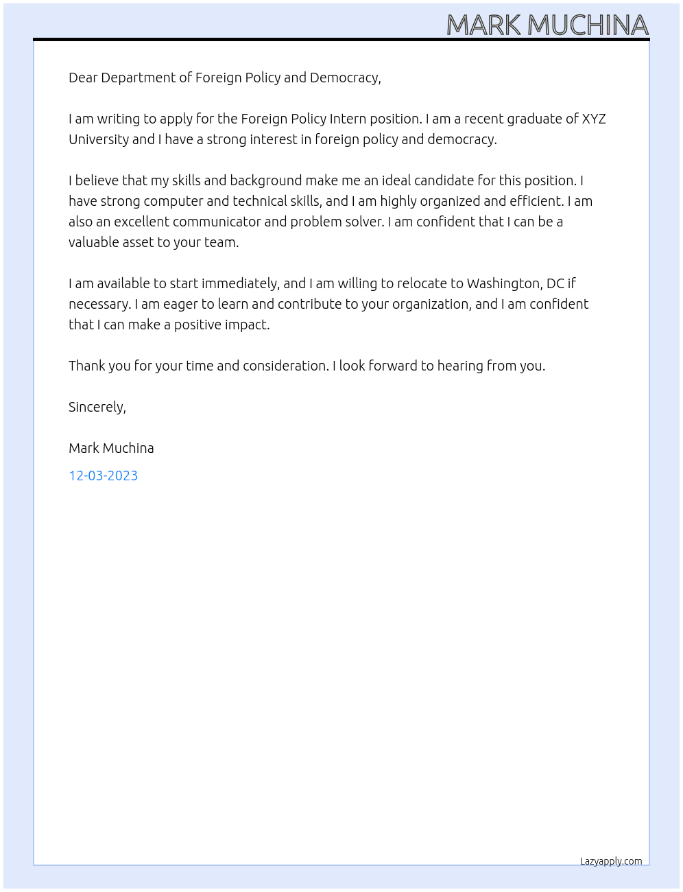 Foreign policy intern At HEINRICH BOLL FOUNDATION  Cover Letter