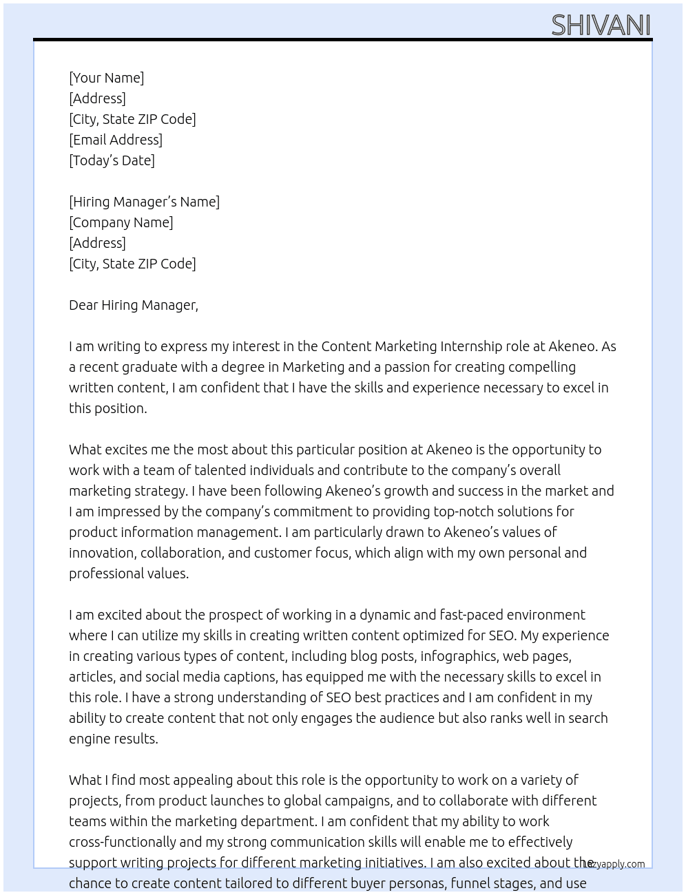 Content Marketinf  At Akeneo Cover Letter