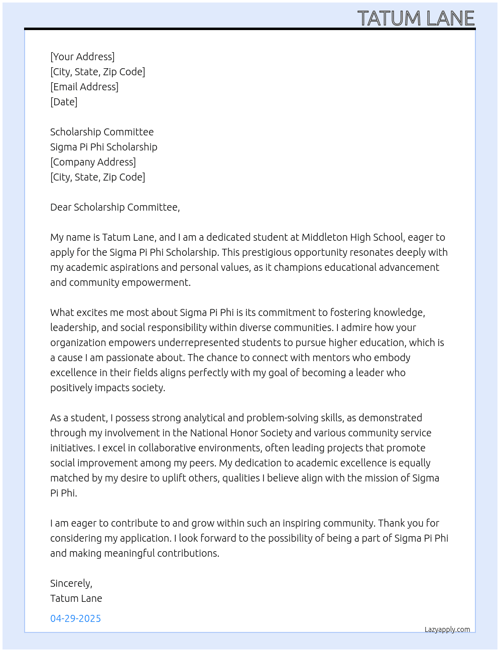 Cover letter for student at middleton highschool - LazyApply