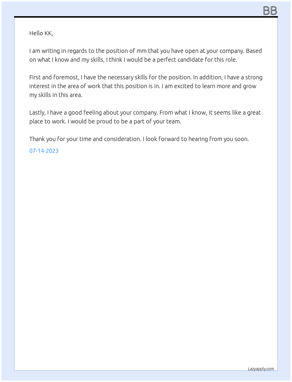 mm At kk Cover Letter