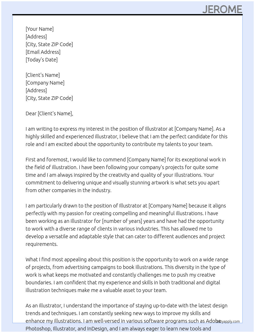 Illustrator At Illustrator Cover Letter
