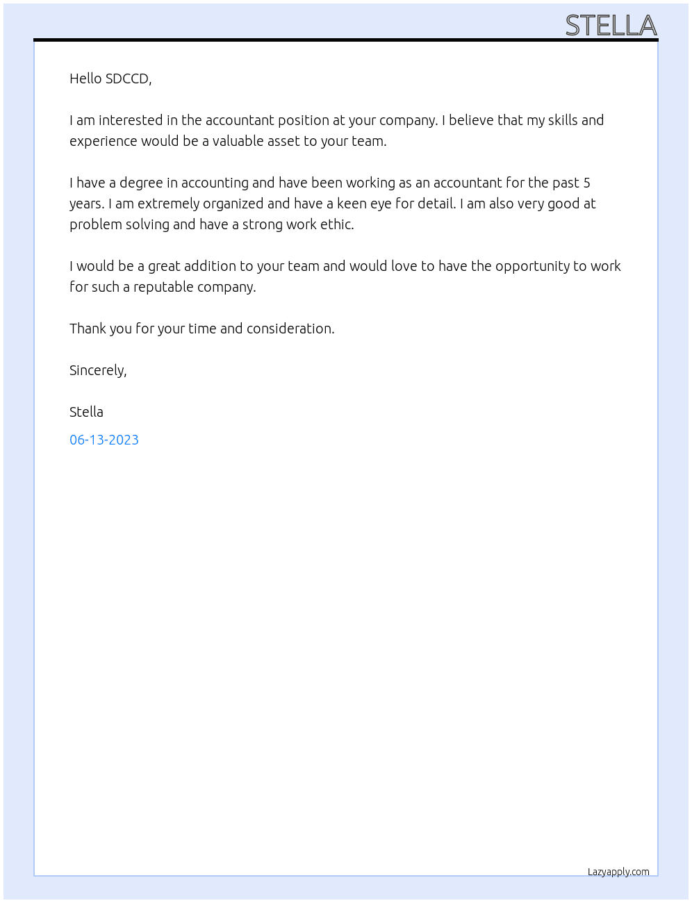 Accountant  At SDCCD Cover Letter