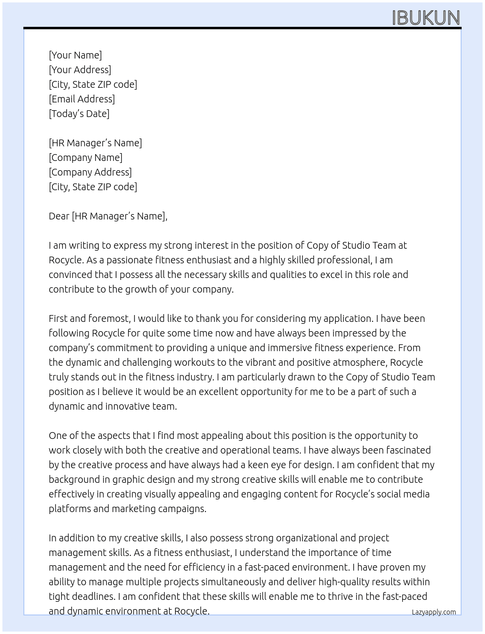 Copy of Studio Team At Rocycle Cover Letter