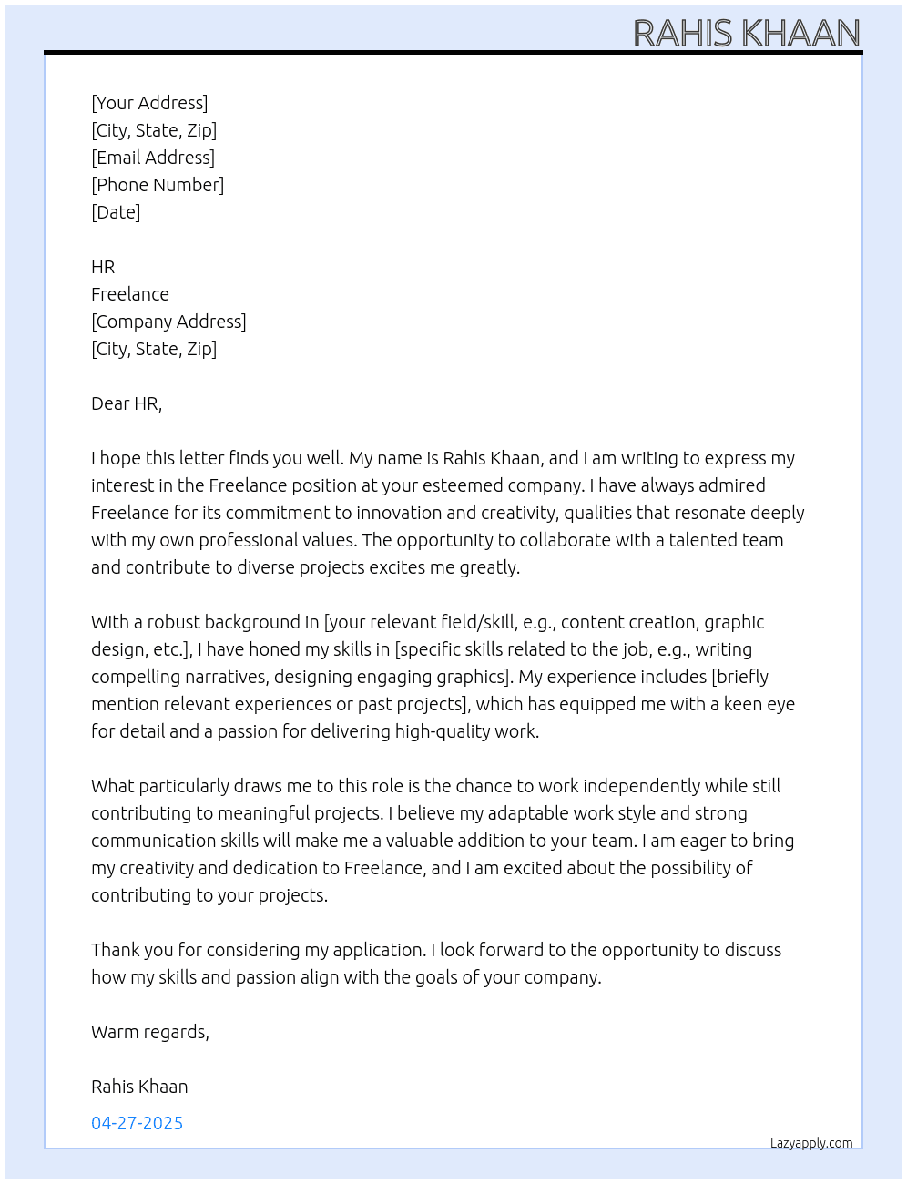 Freelance At Freelance Cover Letter