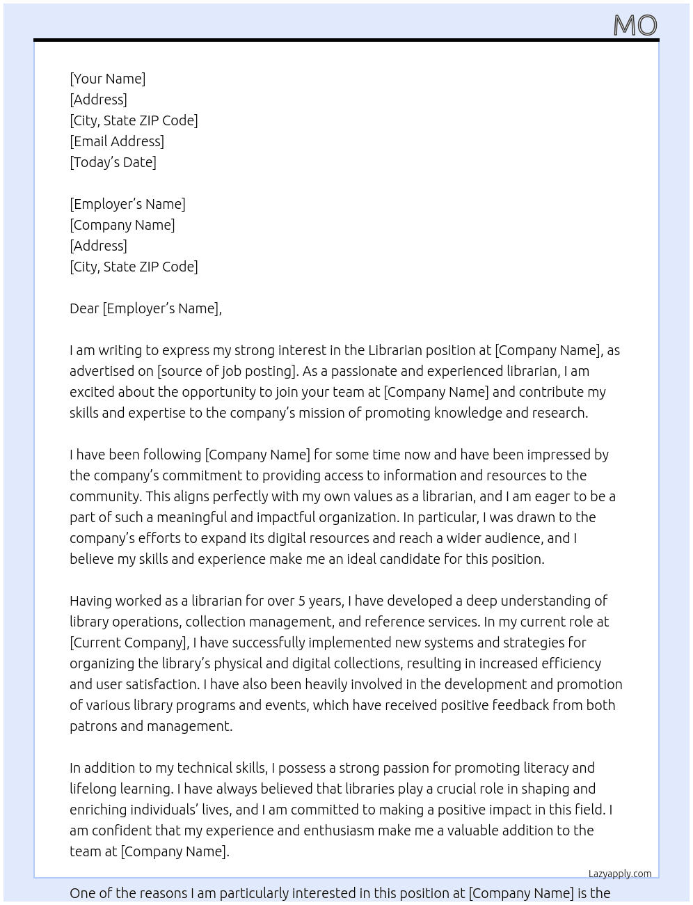 librarian At kjm Cover Letter