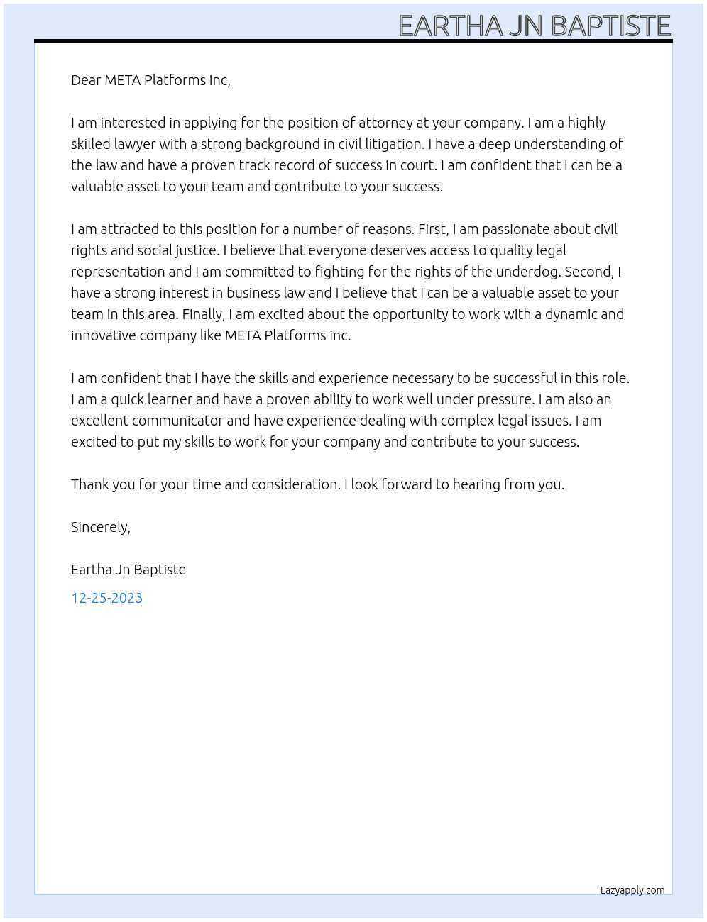 attorney At META Cover Letter