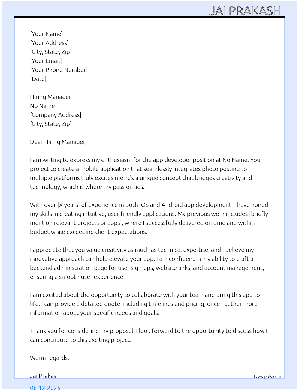 We are seeking a skilled app developer to provide a quote for our upcoming mobile application project.  The ideal candidate will have experience in both iOS and Android app development.  Please include your previous work samples, expected timelines, and pricing details in your proposal. We value creativity and technical expertise, so make sure to showcase your strengths.  The app will allow people to take a photo and write a description and post it to the persons website, Facebook business page, instagram page and also the Google Business Profile.  We also will need to have a backend administration page where people can sign up, link their website and social media accounts.  We also need to be able to manage new accounts who signup.   Looking for a quote for the entire project. Can provide additional details if we are in the ballpark in terms of pricing. At No name  Cover Letter