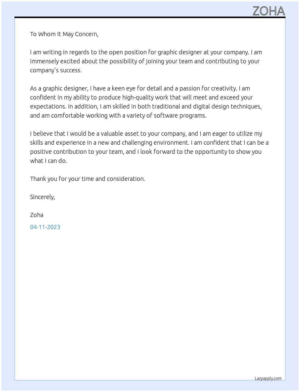  Graphic designer At er Cover Letter