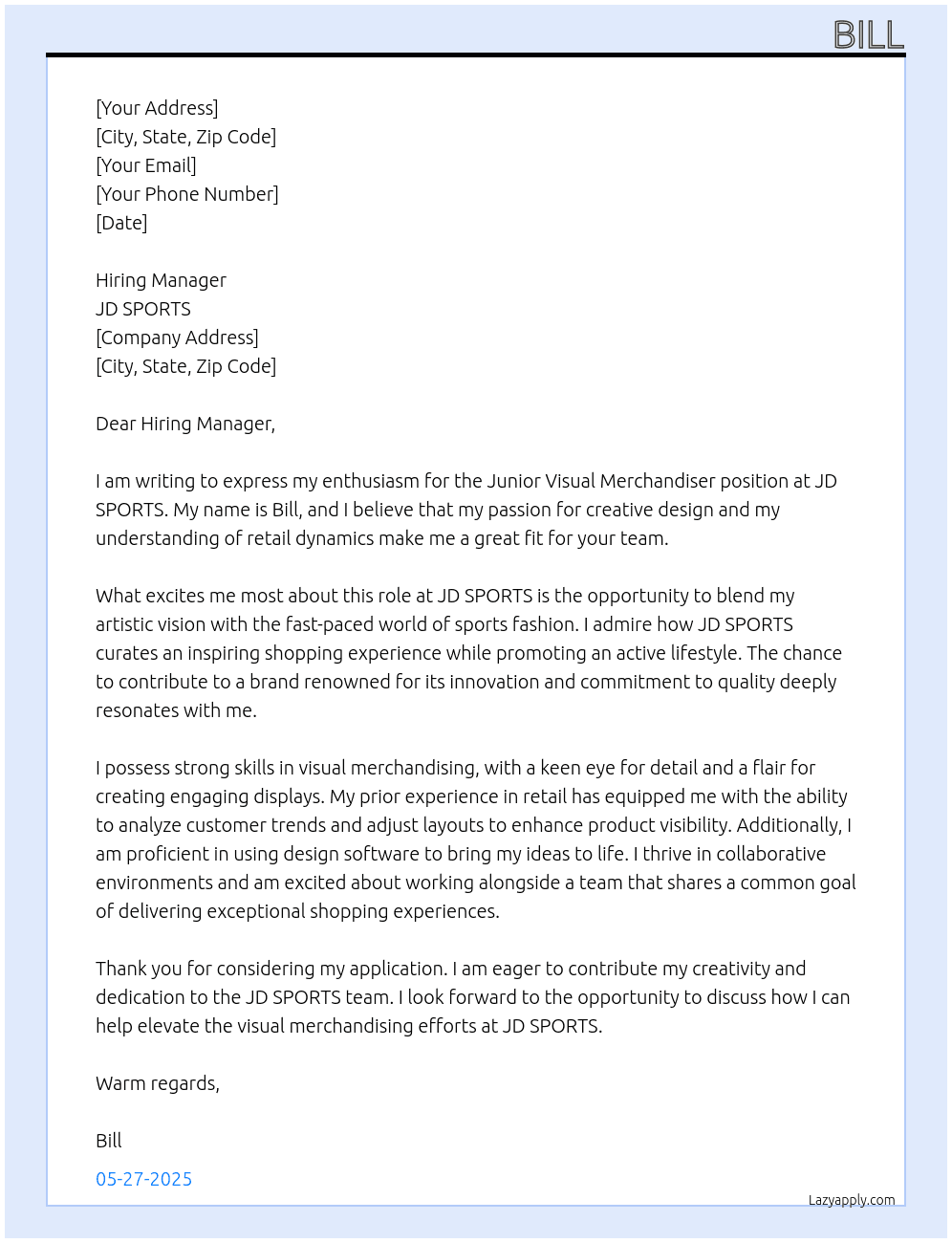 Cover letter for junior visual merchandiser - LazyApply